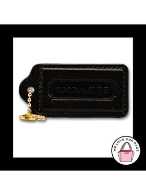 2.5" Large COACH Mahogany Brown Leather Brass Fob Bag Charm Keychain Hang Tag